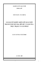 Giải quyết khiếu kiện liên quan đến tranh chấp đất đai, đền bù và giải tỏa   thực trạng và giải pháp