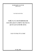 Nghĩa vụ của người kinh doanh hàng hóa, dịch vụ trong việc bảo vệ quyền lợi người tiêu dùng