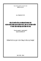 Bảo vệ quyền của lao động nữ trong các ngành nghề kinh doanh nặng nhọc   độc hại và nguy hiểm từ thực tiễn trên địa bàn tỉnh phú thọ