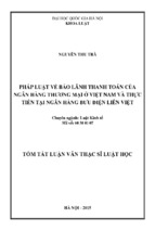 Pháp luật về bảo lãnh thanh toán của ngân hàng thương mại ở việt nam và thực tiễn tại ngân hàng bưu điện liên việt