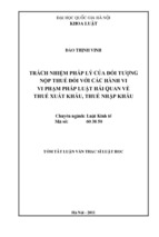 Trách nhiệm pháp lý của đối tượng nộp thuế đối với các hành vi vi phạm pháp luật hải quan về thuế xuất khẩu, thuế nhập khẩu