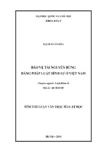 Bảo vệ tài nguyên rừng bằng pháp luật hình sự ở việt nam