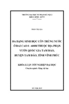 đa dạng sinh học côn trùng nước ở đai cao 0 600m thuộc địa phận vườn quốc gia tam đảo, huyện tam đảo, tỉnh vĩnh phúc