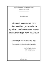 đánh giá một số chỉ tiêu tăng trưởng quần thể của bọ xít bắt mồi orius sauteri poppius trong điều kiện nuôi nhân tạo