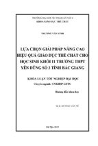 Lựa chọn giải pháp nâng cao hiệu quả giáo dục thể chất cho học sinh khối 11 trường thpt yên dũng số 3 tỉnh bắc giang