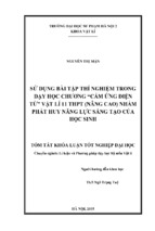 Sử dụng bài tập thí nghiệm trong dạy học chương cảm ứng điện từ vật lý 11 thpt (nâng cao) nhằm phát huy năng lực sáng tạo của học sinh