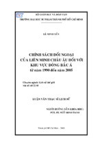 Chính sách đối ngoại của liên minh châu âu đối với khu vực đông bắc á từ năm 1990 đến năm 2005