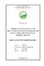 Nghiên cứu sự đa dạng của lớp thực vật dưới tán rừng tại khu bảo tồn loài và sinh cảnh nam xuân lạc   chợ đồn   bắc kạn