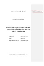 Nâng cao chất lượng đại lý bảo hiểm nhân thọ của công ty tnhh bảo hiểm nhân thọ aia việt nam tại hà nội