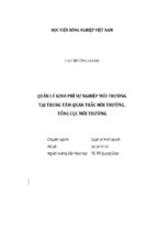Quản lý kinh phí sự nghiệp môi trường tại trung tâm quan trắc môi trường, tổng cục môi trường