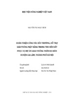 Hoàn thiện công tác bồi thường, hỗ trợ giải phóng mặt bằng trong thu hồi đất phục vụ dự án giao thông trên địa bàn huyện gia lâm, thành phố hà nội