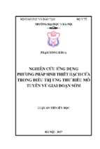 Nghiên cứu ứng dụng phương pháp sinh thiết hạch cửa trong điều trị ung thư biểu mô tuyến vú giai đoạn sớm