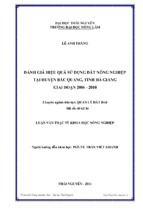 Đánh giá hiệu quả sử dụng đất nông nghiệp tại huyện Bắc Quang, tỉnh Hà Giang giai đoạn 2006-2010