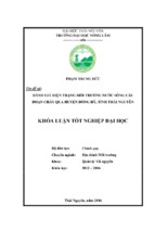 đánh giá hiện trạng môi trường nước sông cầu đoạn chảy qua huyện đồng hỷ   tỉnh thái nguyên