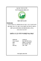 ảnh hưởng của thuốc bảo vệ thực vật và phân bón hóa học đến cây chè và sức khỏe của người dân trồng chè tại xã bình sơn   thành phố sông công   tỉnh thái nguyên