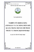 Nghiên cứu định lượng atenolol và các đồng phân đối quang trong một số chế phẩm thuốc và trong dịch sinh học