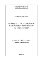 Mô hình quản lý vốn của tổng công ty đầu tư và kinh doanh vốn nhà nước tại các doanh nghiệp