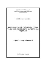 Khủng hoảng tài chính quốc tế 2008 và bài học cho tín dụng bất động sản việt nam