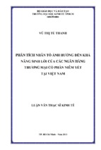 Phân tích nhân tố ảnh hưởng đến khả năng sinh lời của các ngân hàng thương mại cổ phần niêm yết tại việt nam