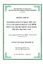 Giải pháp nhằm tác động tiêu cực của cuộc khủng hoảng tài chính toàn cầu cho hệ thống ngân hàng thương mại việt nam 