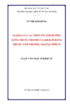 Nghiên cứu các nhân tố ảnh hưởng lòng trung thành của khách hàng trung tâm thương mại tại thành phố hồ chí minh