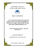Các giải pháp kiểm soát rủi ro trong cho vay doanh nghiệp có vốn đầu tư trực tiếp nước ngoài tại vietcombank đồng nai