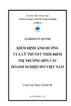 Kiểm định ảnh hưởng của lý thuyết thời điểm thị trường đến các doanh nghiệp ipo việt nam