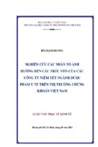 Nghiên cứu các nhân tố ảnh hưởng đến cấu trúc vốn của các công ty niêm yết ngành dược phẩm y tế trên thị trường chứng khoán việt nam