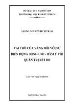 Vai trò của vàng đối với sự biến động usd   hàm ý với quản trị rủi ro