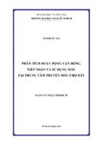 Phân tích hoạt động vận động tiếp nhận và sử dụng máu tại trung tâm truyền máu chợ rẫy