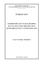 Giải pháp thúc đẩy ứng dụng hệ thống quản lý chất lượng theo tiêu chuẩn iso 90012008 tại công ty cổ phần đồng tiến