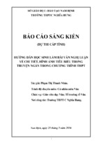 Sáng kiến hướng dẫn học sinh làm bài văn nghị luận về chi tiết, hình ảnh tiêu biểu trong truyện ngắn trong chương trình thpt