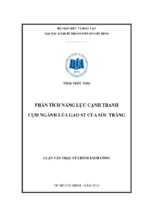 Phân tích năng lực cạnh tranh cụm ngành lúa gạo st của sóc trăng