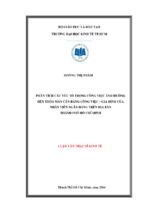 Phân tích các yếu tố trong công việc ảnh hưởng đến thỏa mãn cân bằng công việc   gia đình của nhân viên ngân hàng trên địa bàn thành phố hồ chí minh