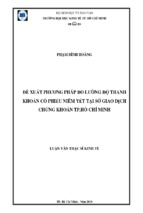 đề xuất phương pháp đo lường độ thanh khoản cổ phiếu niêm yết tại sở giao dịch chứng khoán tp. hồ chí minh