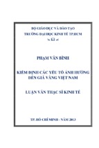 Kiểm định các yếu tố ảnh hưởng đến giá vàng việt nam