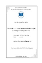 ảnh hưởng của tỷ giá hối đoái đến hoạt động xuất khẩu tại việt nam