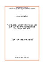 Vai trò của nguồn vốn fdi đối với cán cân thương mại việt nam giai đoạn 1999 2010