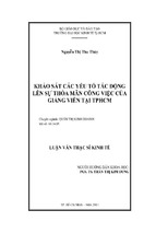 Khảo sát các yếu tố tác động lên sự thỏa mãn công việc của giảng viên tại tphcm