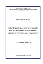 Phân tích nhân tố ảnh hưởng đến hiệu quả hoạt động kinh doanh của ngân hàng thương mại cổ phần á châu