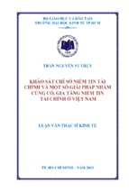 Khảo sát chỉ số niềm tin tài chính và một số giải pháp nhằm củng cố, gia tăng niềm tin tài chính ở việt nam