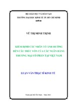 Kiểm định các nhân tố ảnh hưởng đến cấu trúc vốn của các ngân hàng thương mại cổ phần tại việt nam