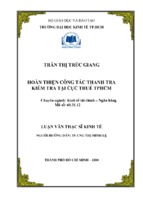 Hoàn thiện công tác thanh tra kiểm tra tại cục thuế tphcm