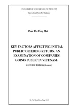Key factors affecting initial public offering return an examination of compannies going public in vietnam