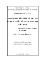 Hoạt động sáp nhập và mua lại của các ngân hàng thương mại việt nam