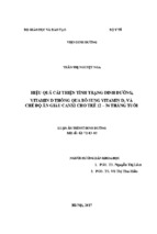 Hiệu quả cải thiện tình trạng dinh dưỡng, vitamin d thông qua bổ sung vitamin d3 và chế độ ăn giàu canxi cho trẻ 12 – 36 tháng tuổi