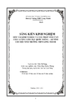 Skkn một vài kinh nghiệm và giải pháp nâng cao chất lượng giáo dục quốc phòng – an ninh cho học sinh trường thpt long thành