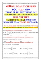 400 bài toán tích phân trong các đề thi thử của các trường chuyên năm 2017