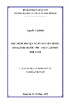 đặc điểm truyện ngắn nguyên hồng, hồ dzếnh trước 1945 – một cái nhìn đối sánh   copy