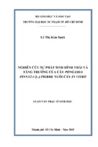 Nghiên cứu sự phát sinh hình thái và tăng trưởng của cây pongamia pinnata (l.) pierre nuôi cấy in vitro